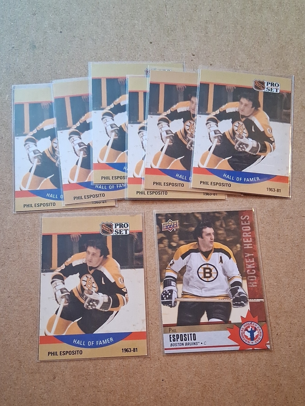 Phil Esposito Hockey Card Lot - Boston Bruins - Black, Gold, White